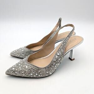 Betsey Johnson Clark Slingback Pointed Toe Pump Women's Silver Size US8M EU38